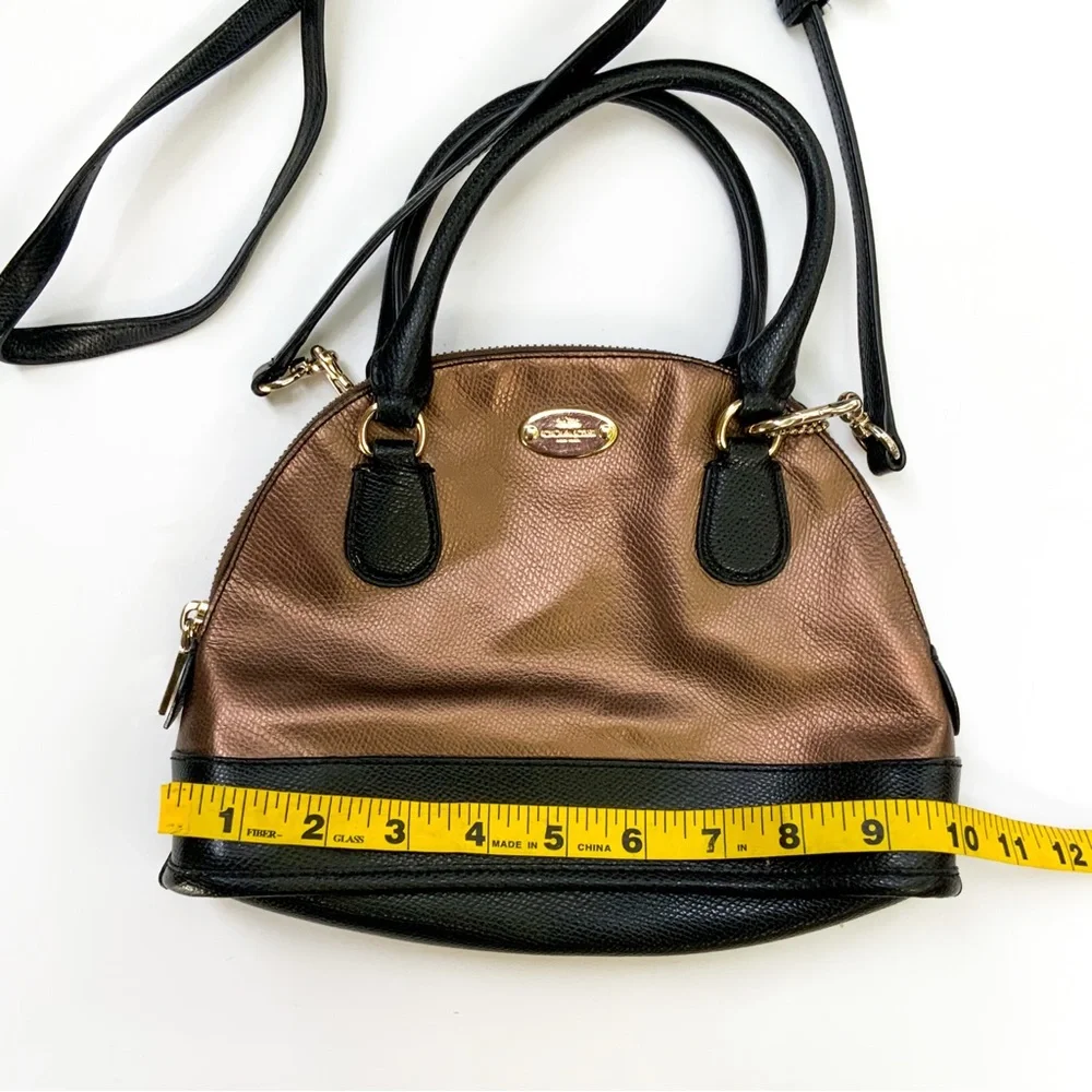 Coach Dome Satchel Brown Black Metallic Crossbody Bag F36054 - Picture 8 of 9